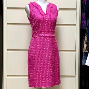 J. Crew NWT sleeveless tweed sheath dress hot pink size 0